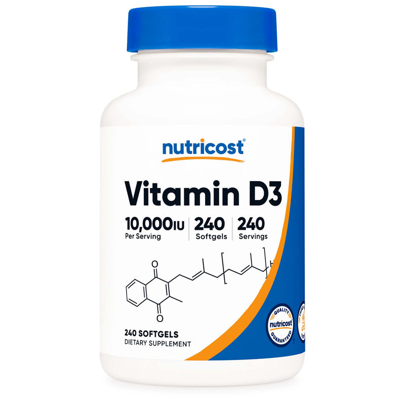 Dietary Supplement nutricost Vitamin D3 10,000 IU Strength Softgel 240 Per Bottle (Case of 2880)