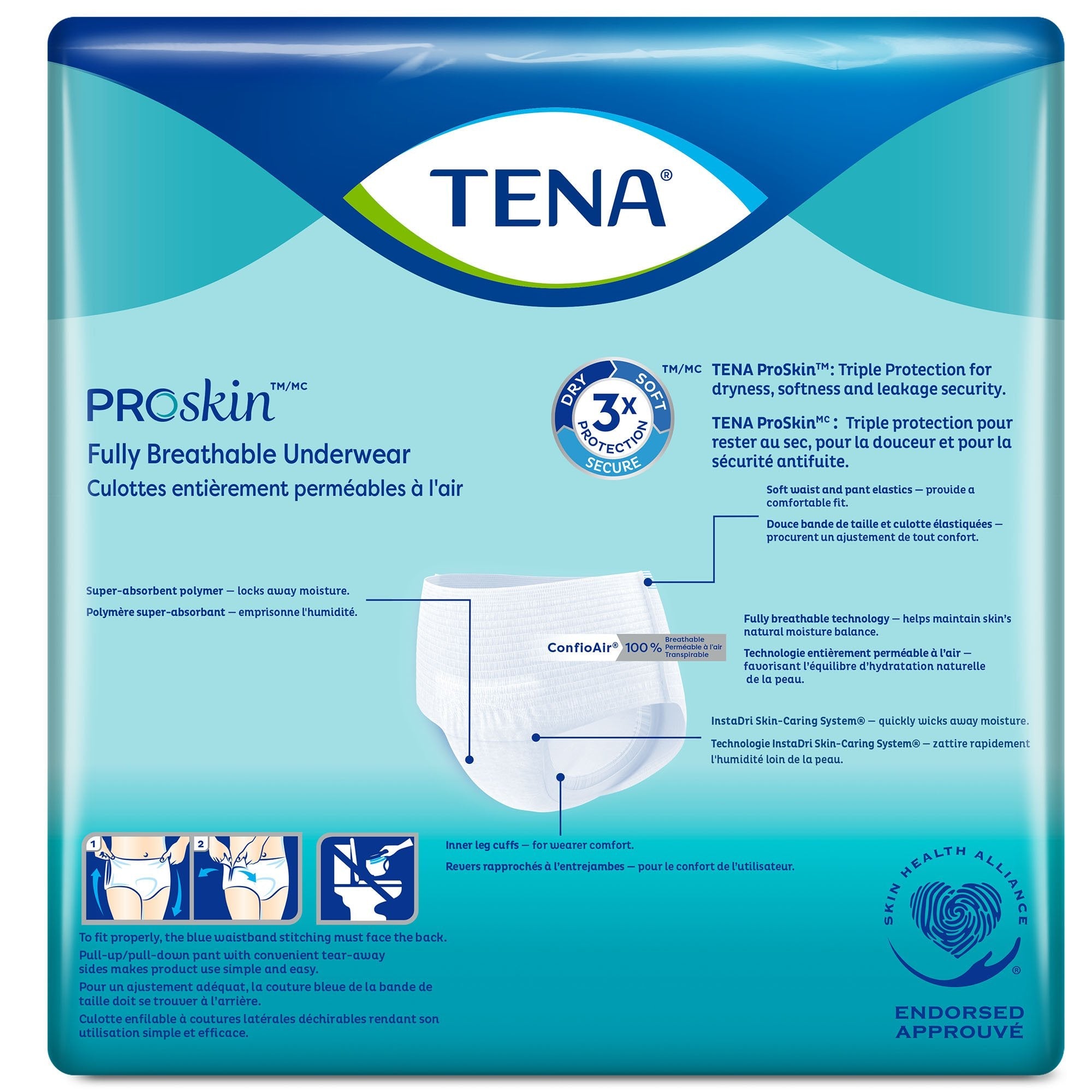 Essity HMS North America Inc Tena ProSkin Plus Fully Breathable Absorbent Underwear, Medium (80/CS) 