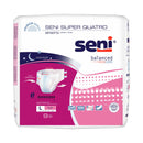 Seni Super Quatro Severe Absorbency Incontinence Brief, Large (Case of 36)