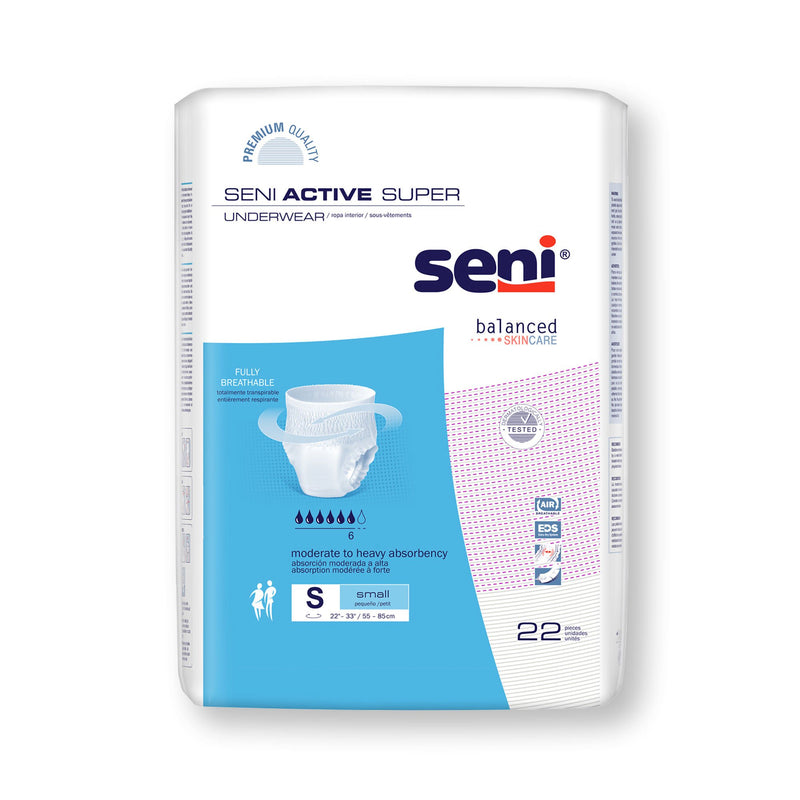 Seni Active Super Moderate to Heavy Absorbent Underwear, Small (Case of 88)