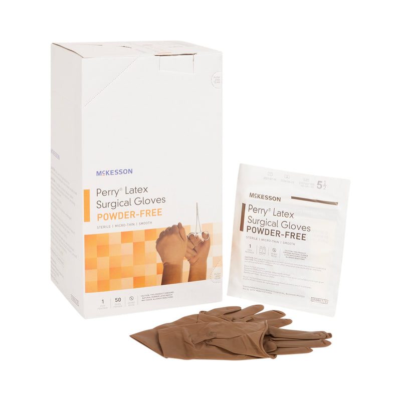 McKesson Perry Latex Surgical Glove, Size 5.5, Brown (Case of 4 Boxes)