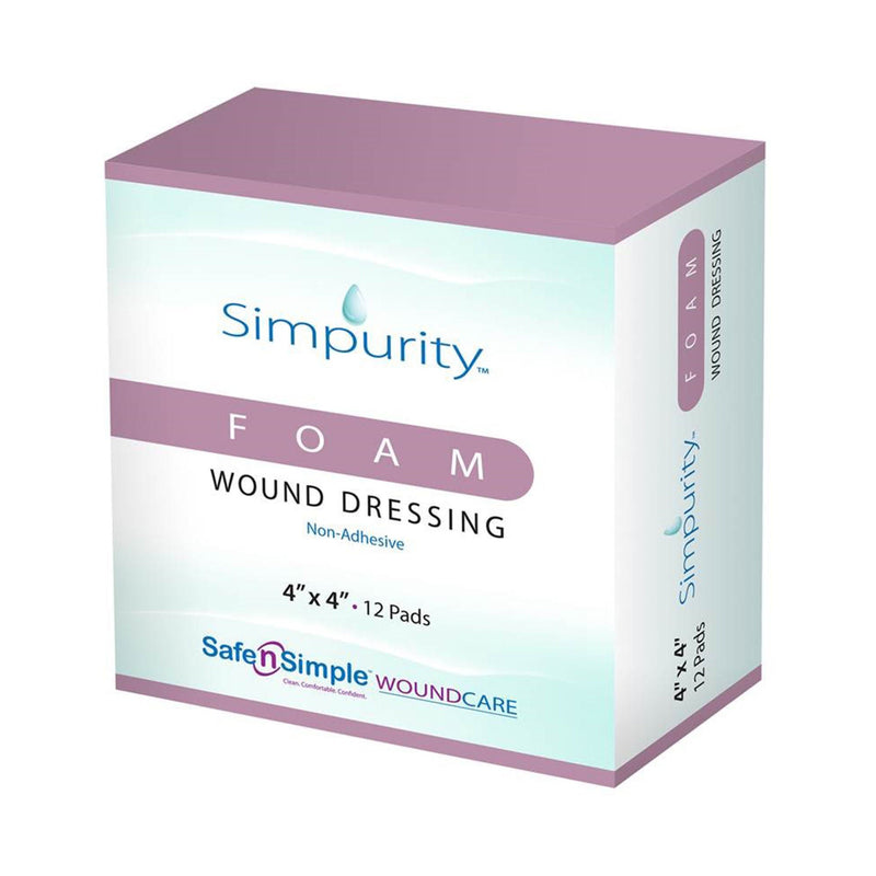 Simpurity Nonadhesive without Border Foam Dressing, 4 x 4 Inch (Case of 192)