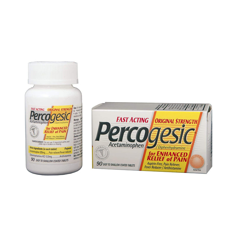 Percogesic Acetaminophen / Diphenhydramine Pain and Allergy Relief (Bottle of 90)