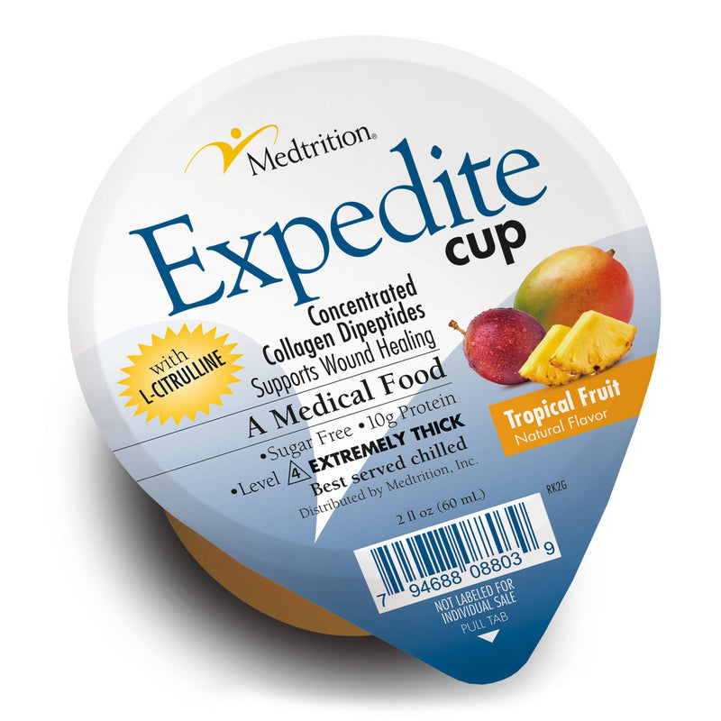 Thickened Food Expedite 2 oz. Cup Tropical Fruit Flavor Gel IDDSI Level 4 Extremely Thick/Pureed (Case of 36)
