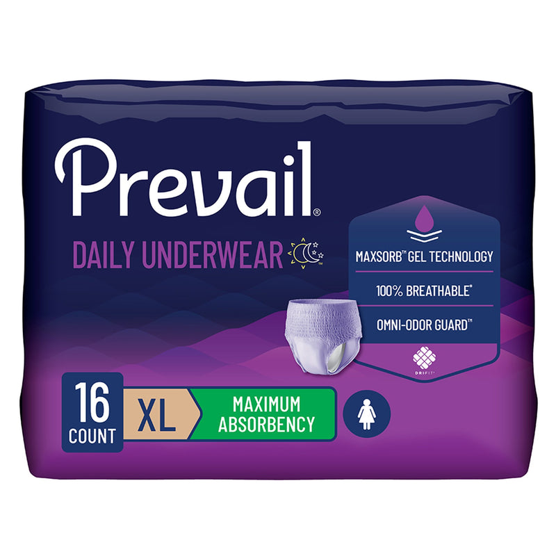 Prevail Daily Absorbent Underwear, X-Large, Lavender (Case of 64)