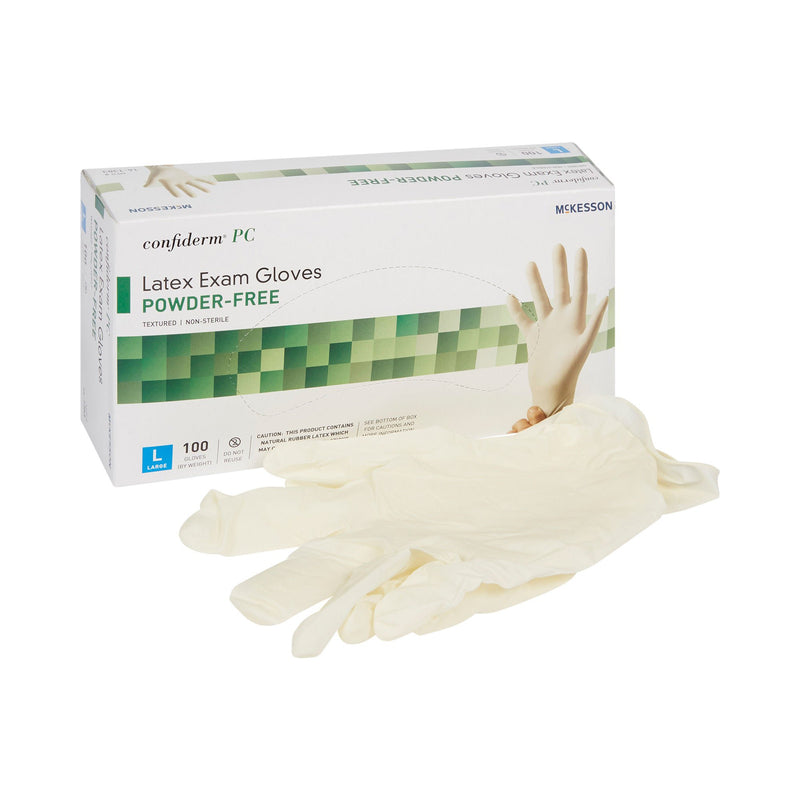 McKesson Confiderm Latex Exam Glove, Large, Ivory (Case of 1000)