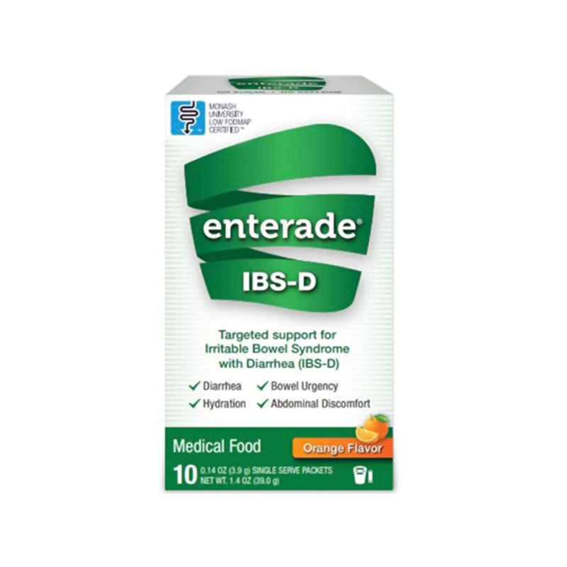 enterade IBS-D Dietary Support Medical Food, Orange, Single Serve Packets (Case of 8 Sleeves)