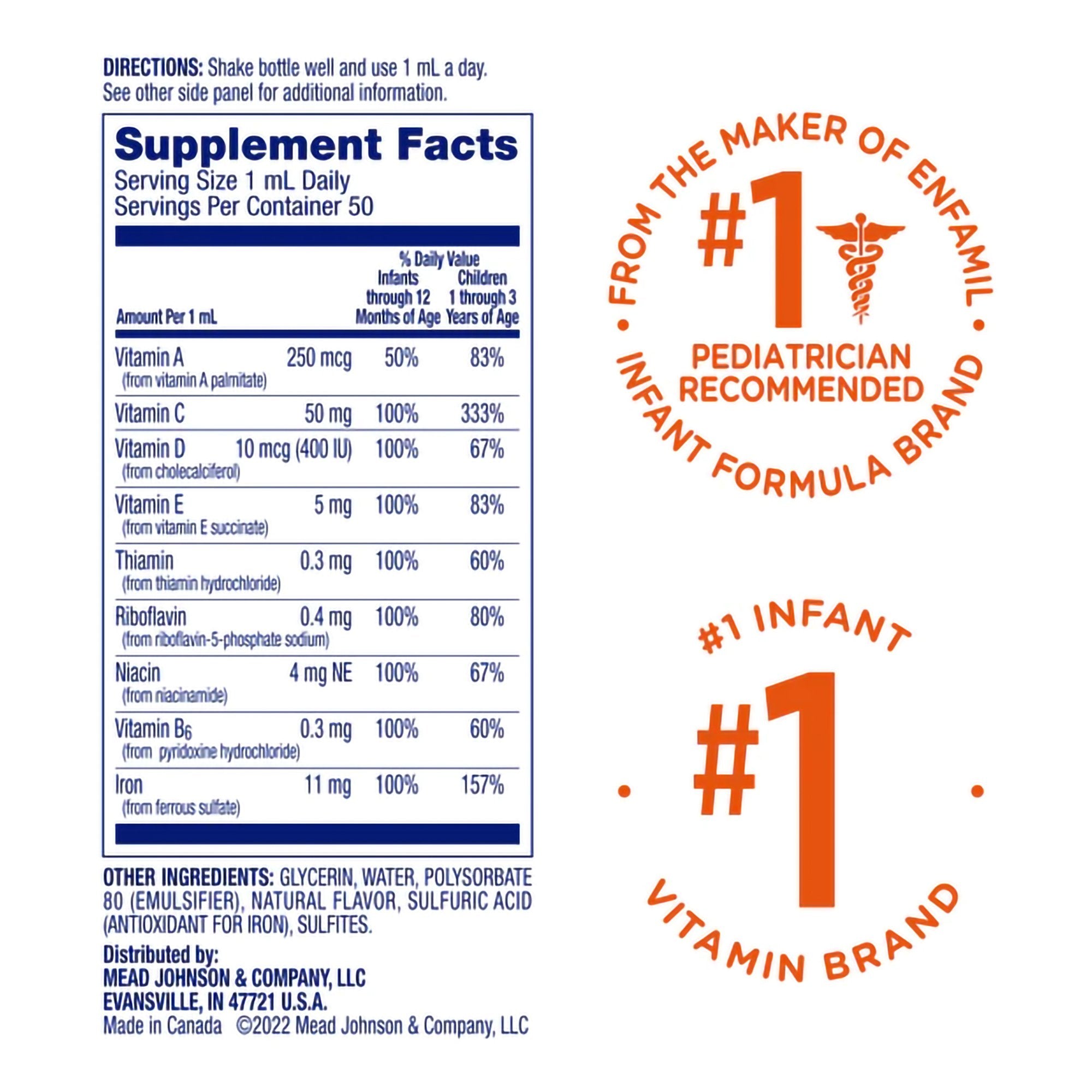Mead Johnson Poly·Vi·Sol with Iron Pediatric Multivitamin Supplement 