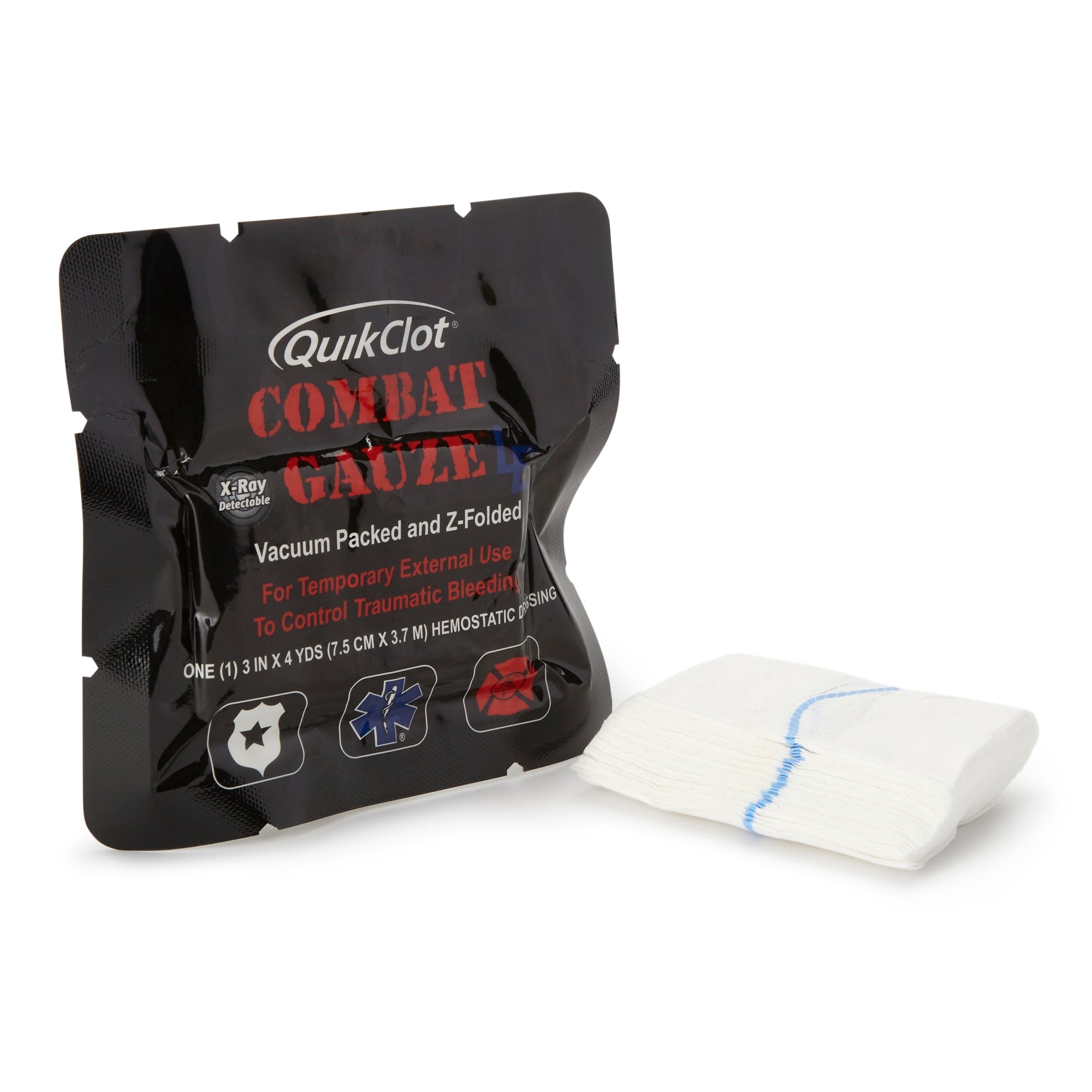 Teleflex LLC QuikClot Combat Gauze LE Hemostatic Dressing, 3 Inch x 4 Yard 