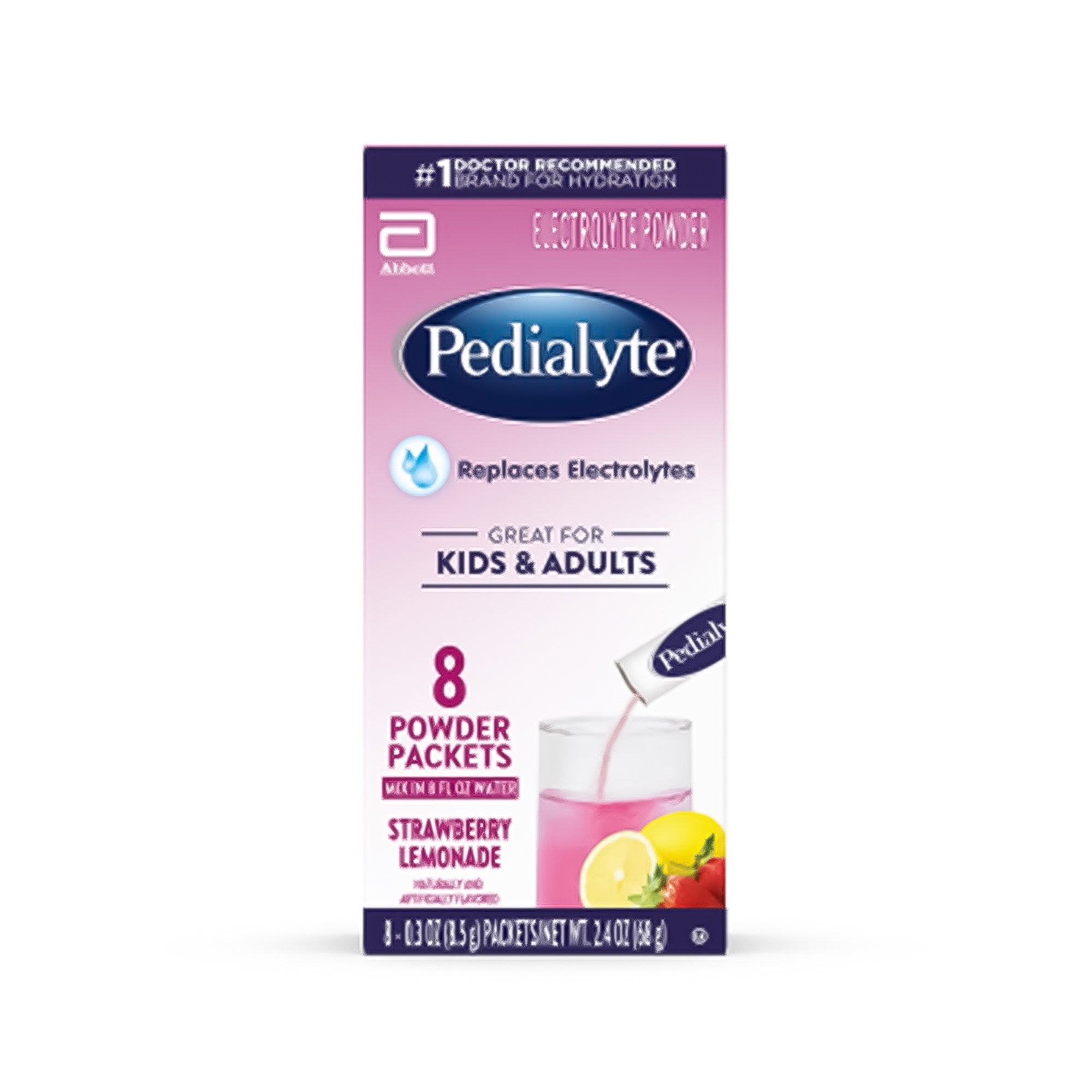 Abbott Nutrition Oral Electrolyte Solution Pedialyte Powder Packs Strawberry Lemonade 8.5 Gram (512/CS) 