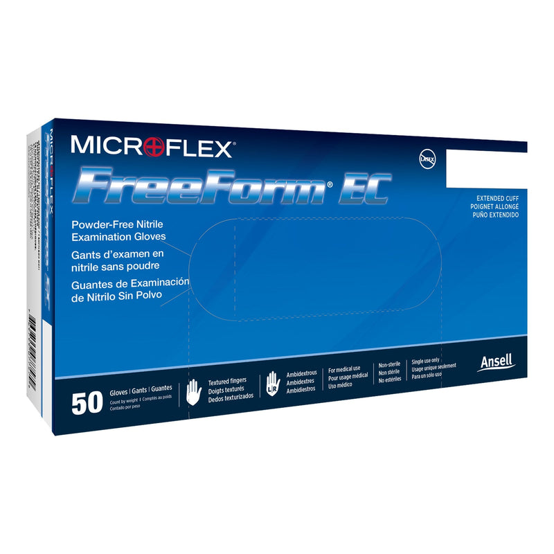 Microflex Medical FreeForm EC Nitrile Extended Cuff Length Exam Glove, 2X-Large, Blue (10/CS) 