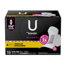 U by Kotex Balance Ultra Thin Charcoal Pads with Wings, Regular (Case of 108)