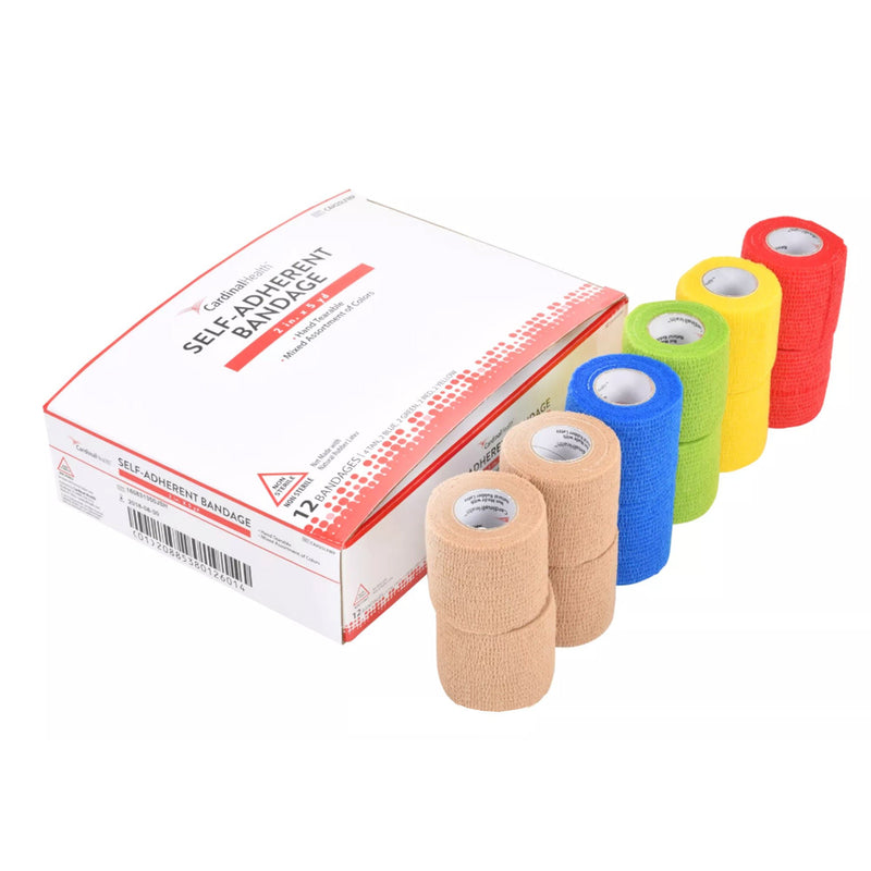 Cohesive Bandage Cardinal Health 2 Inch X 5 Yard Self-adherent Closure Assorted Colors NonSterile Standard Compression (Case of 72)