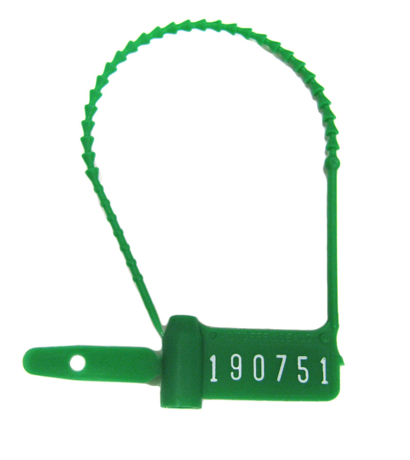 Healthmark Industries Tamper Evident Seal Cynch-Loks Numbered Green Plastic 6 Inch Length (100/PK) 