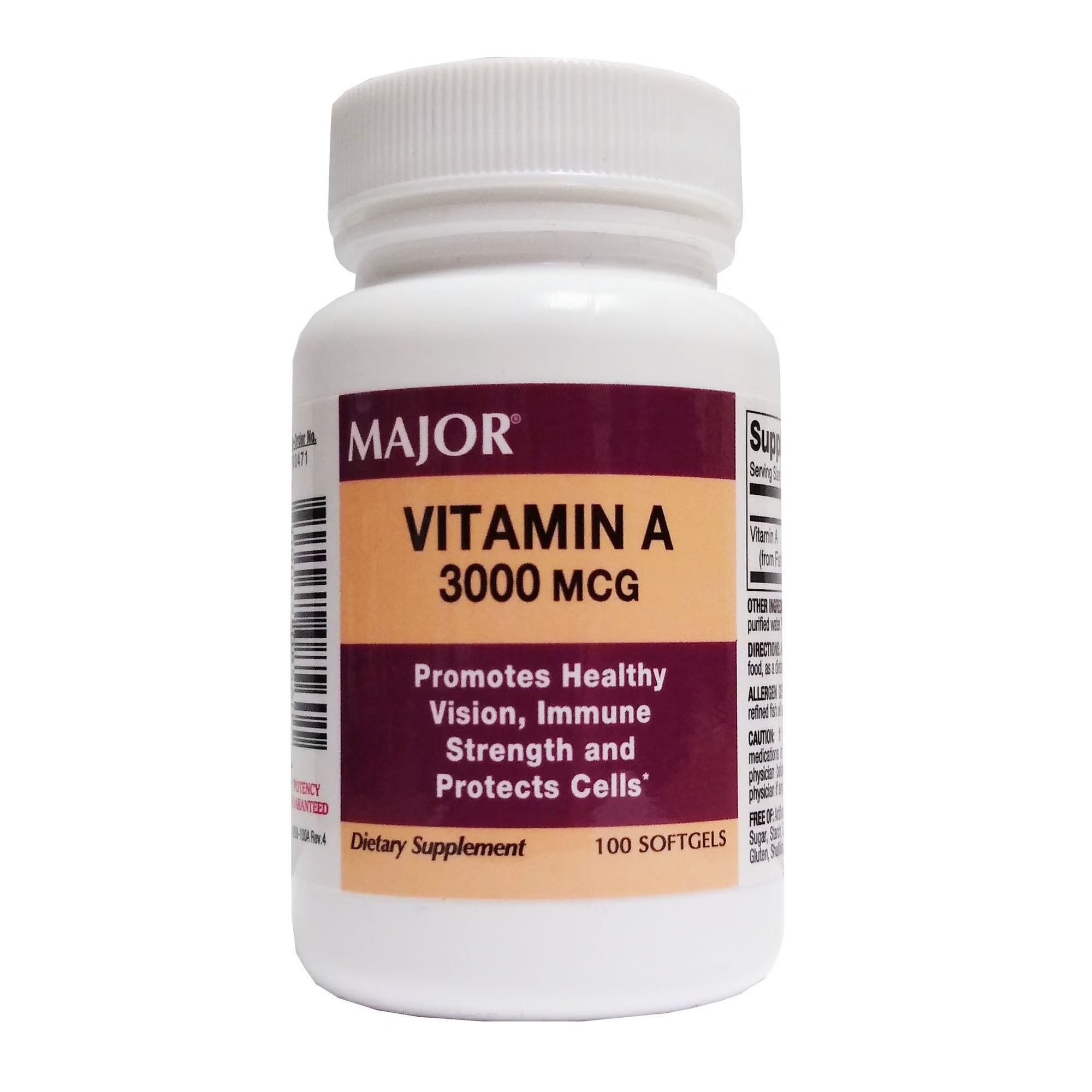 Major Vitamin A Supplement (Bottle of 100) 
