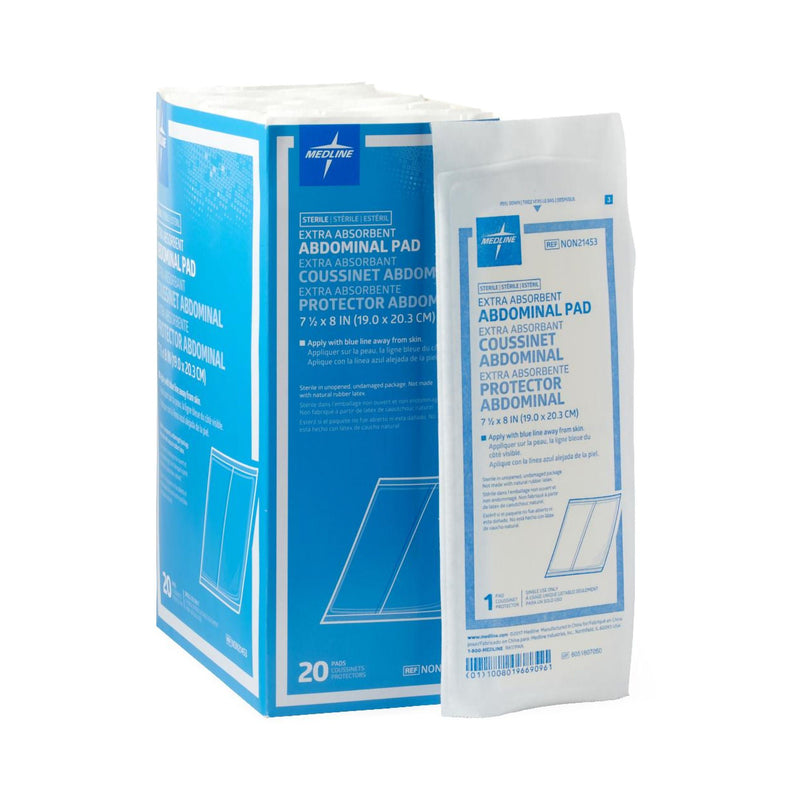 Medline Sterile Abdominal Pad, 7-1/2 x 8 Inch (Case of 240)