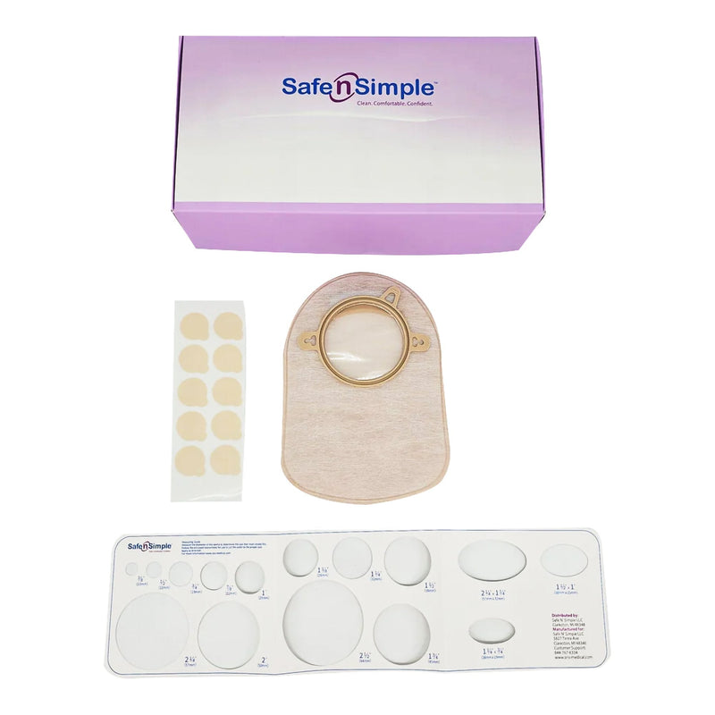 Ostomy Pouch Safe n Simple Two-Piece System 8 Inch Length Without Barrier Closed End (240/CS) 