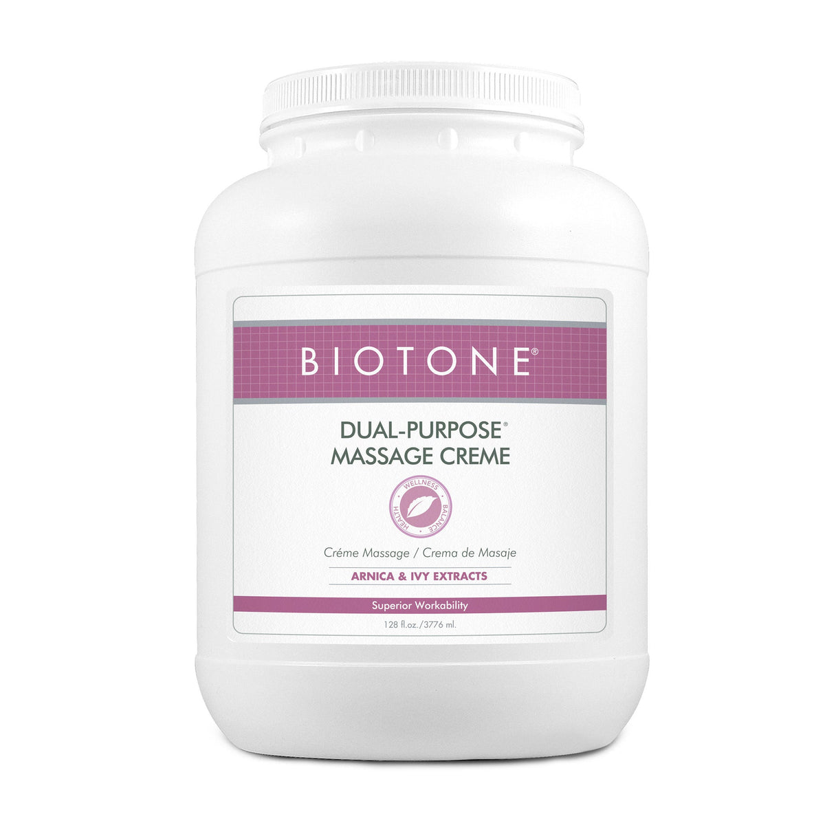 Biotone Dual-Purpose Massage Crème with Arnica and Ivy Extracts, 1-gallon Jar (Case of 4)