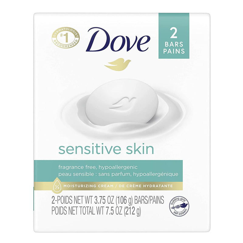 Soap Dove Sensitive Skin Bar 4.25 oz. Individually Wrapped Unscented (Pack of 2)