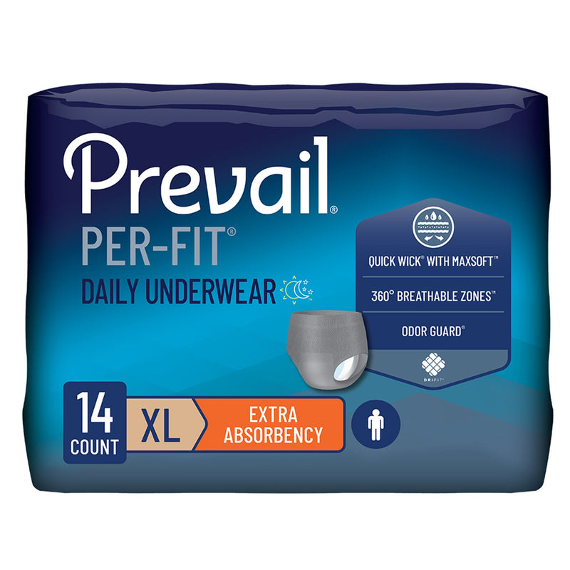 Prevail Per-Fit Men Adult Moderate Absorbent Underwear, X-Large, White (Case of 56)
