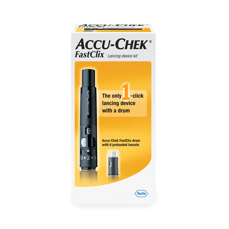 Accu-Chek FastClix Lancet, 11 Depth Settings Preloaded Safety Drum, Track System (Case of 12 Boxes)