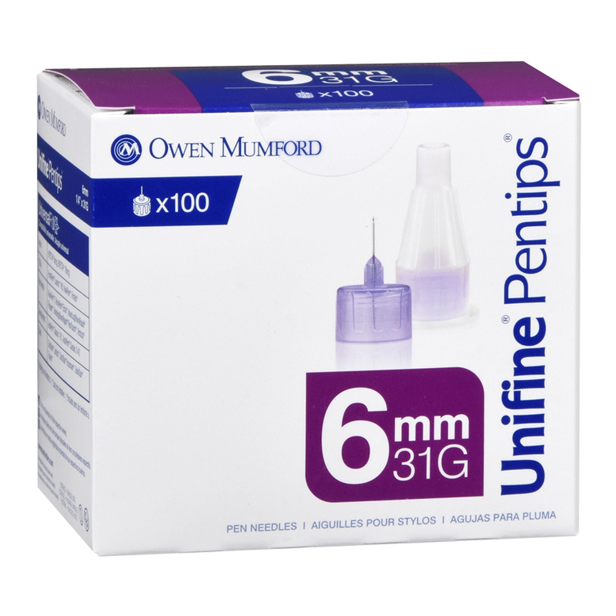 Unifine Pentips Standard Insulin Pen Needle, 31 Gauge, 6-millimeter (Box of 100)