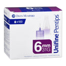 Unifine Pentips Standard Insulin Pen Needle, 31 Gauge, 6-millimeter (Box of 100) 