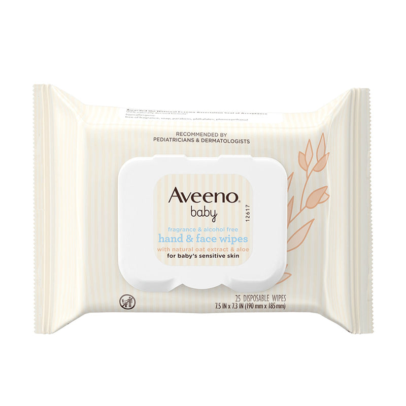 Aveeno Baby Hand and Face Wipes Fragrance Free (Pack of 25)