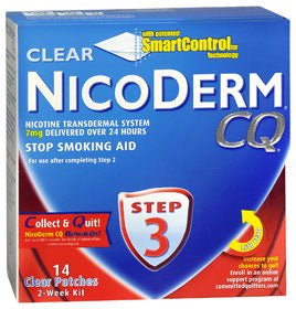Nicoderm CQ Nicotine Transdermal System Clear Patches Step 3 7 mg (Box of 14)