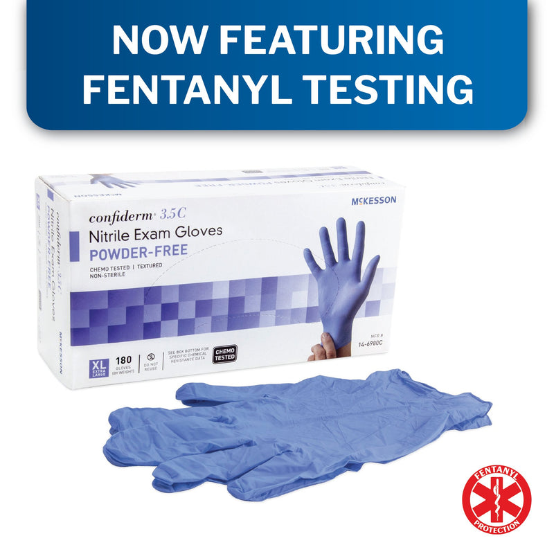 McKesson Confiderm 3.5C Nitrile Exam Glove, Extra Large, Blue (Case of 1800)
