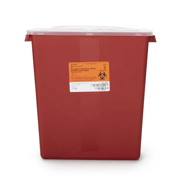 McKesson Prevent Multi-purpose Sharps Container, 3 Gallon, 13.5 x 12.5 x 6 Inch (Case of 12)