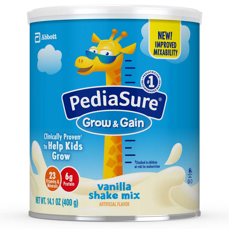 PediaSure Grow & Gain Shake Mix, Vanilla, 14.1-ounce can (Case of 6)