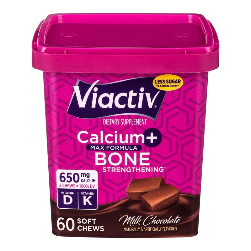 Dietary Supplement Viactiv Calcium / Vitamin D / Vitamin K 650 mg - 500 IU - 40 mcg Strength Chewable Tablet 60 per Box Milk Chocolate Flavor 