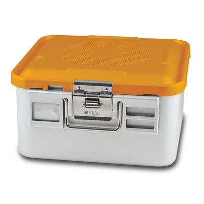 SklarLite Sterilization Container - Half-Size, Standard Lid, Non-Perforated Bottom, 11-1/4" x 11" x 6", Yellow - 10-4598 