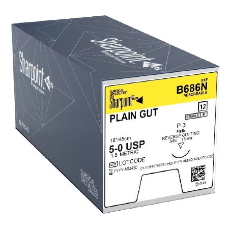 SUTURE PLAIN CUT SIZE 5-018IN/45CM 3/8 CIRC 12/BX