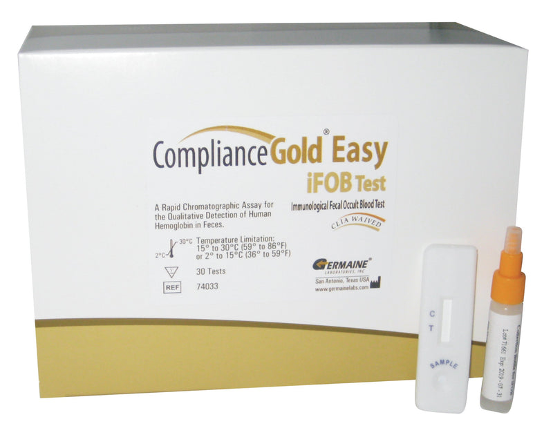 Cancer Screening Test Kit Compliance Gold iFOB Easy Fecal Occult Blood Test (iFOB or FIT) 30 Tests CLIA Waived 
