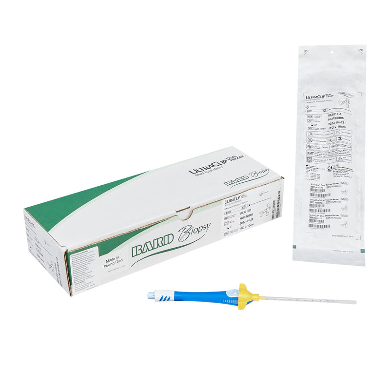 Breast Tissue Marker UltraCLIP Dual Trigger 17 Gauge X 10 cm Needle with 3 mm Titanium, Ribbon Shaped Marker