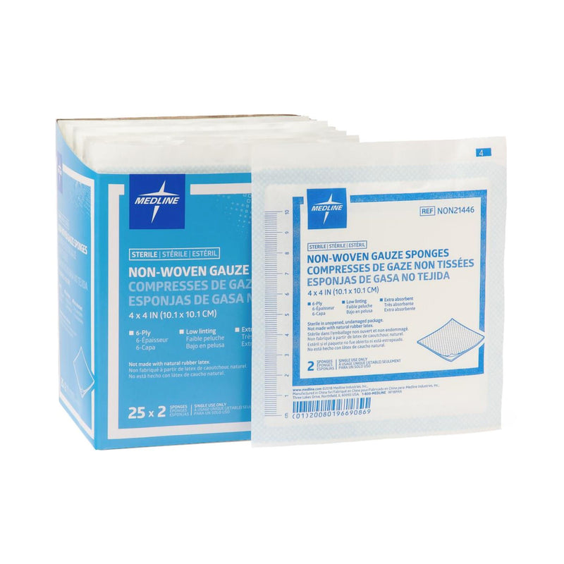 Avant Gauze Sterile Nonwoven Sponge, 4 x 4 Inch, 6-Ply (Case of 600)