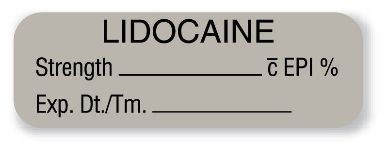 Drug Label UAL Anesthesia Label Lidocaine EPI Strength_% Exp Dt Tm Gray 1/2 X 1-1/2 Inch (Roll of 610)