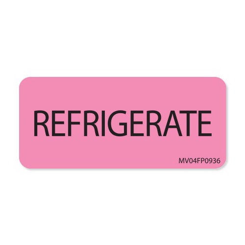 Pre-Printed Label MedVision Auxiliary Label Pink Paper REFRIGERATE Black Temperature Control 1 X 2-1/4 Inch (Each)