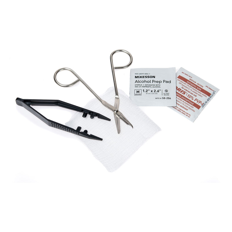 Suture Removal Kit McKesson Scissor Style Handle Straight Jaw Type Sterile Single Use (Case of 50)