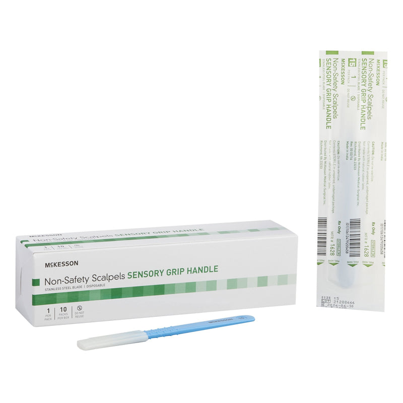 Scalpel McKesson No. 15 Stainless Steel / Plastic Sensory Grip Handle Sterile Disposable 