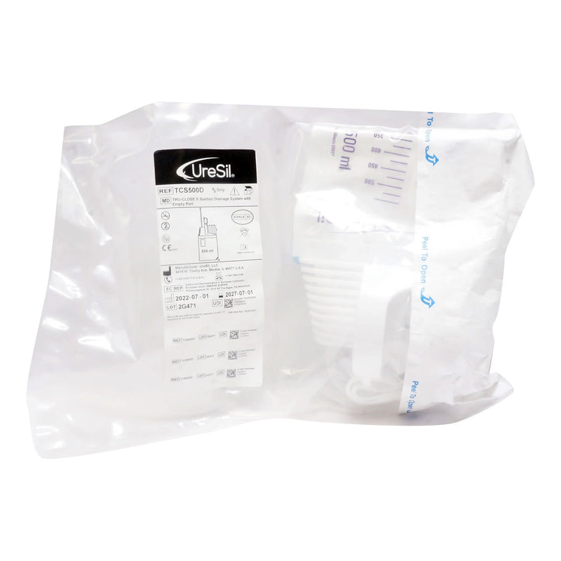 Suction Drainage Bag Tru-Close 20 Inch Tubing 500 mL Sterile Anti-Reflux Barrier 