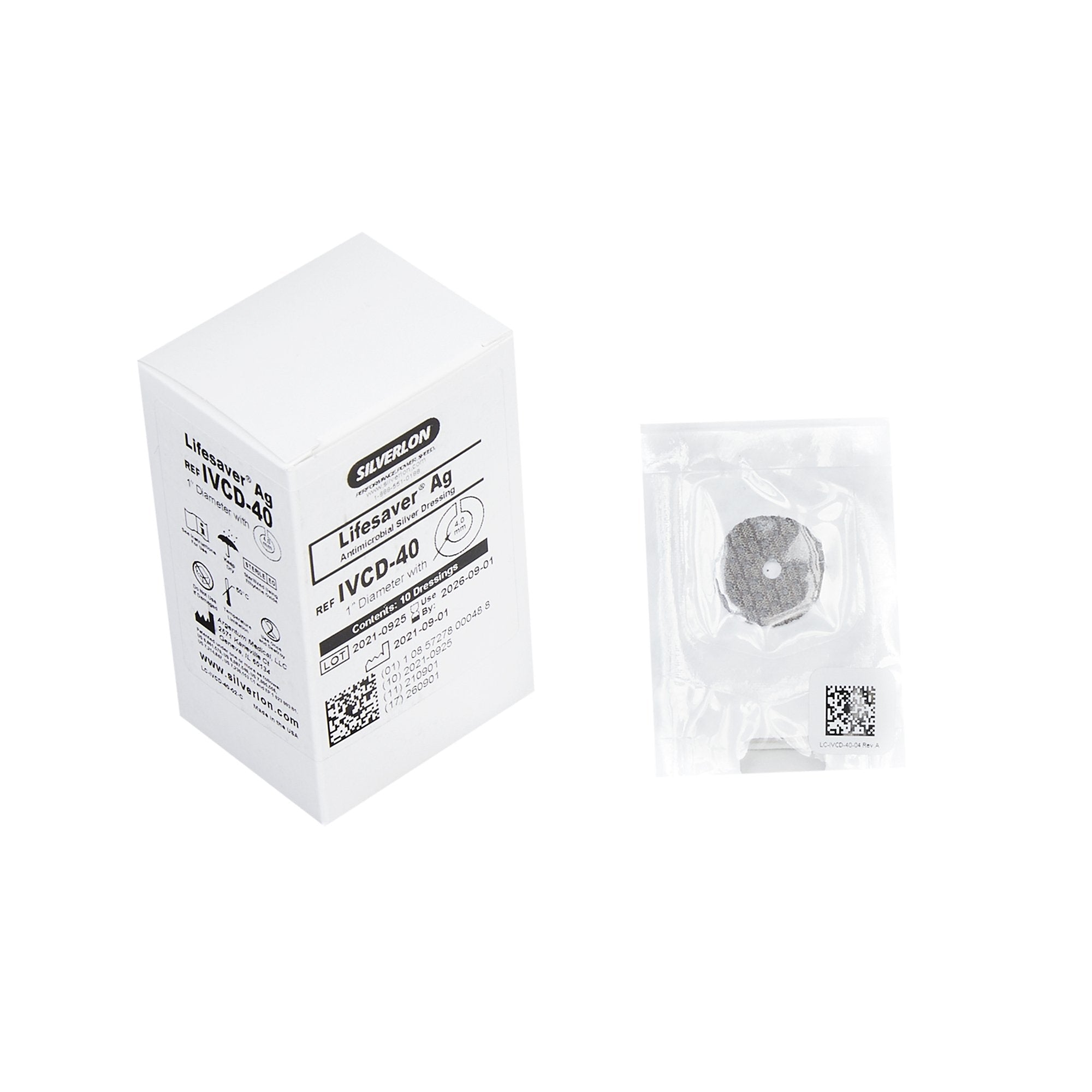 Antimicrobial Catheter Dressing Protective Disc Silverlon Lifesaver AG Foam 1 Inch Diameter with 4 mm Hole Diameter Sterile 