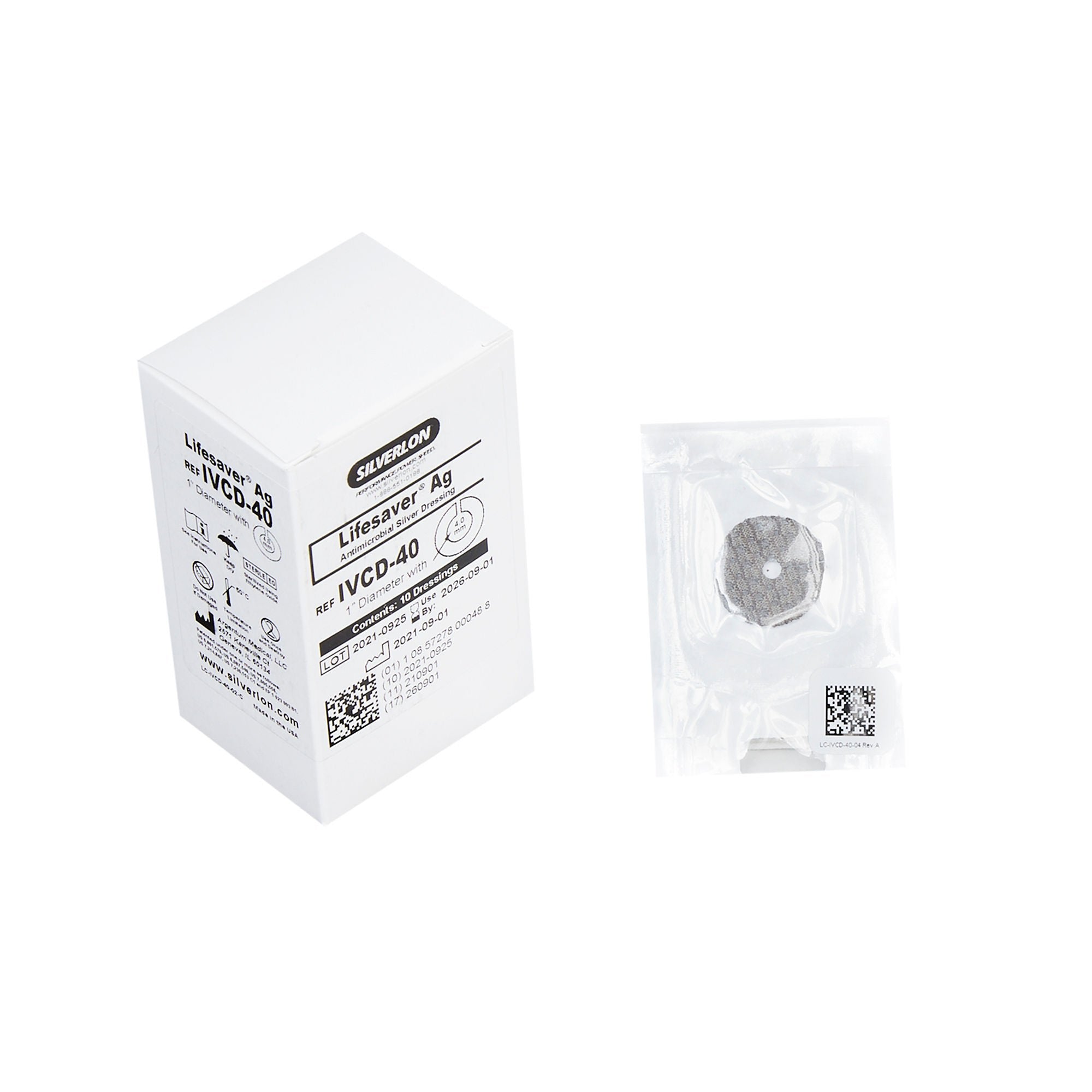 Antimicrobial Catheter Dressing Protective Disc Silverlon Lifesaver AG Foam 1 Inch Diameter with 4 mm Hole Diameter Sterile (Box of 10)