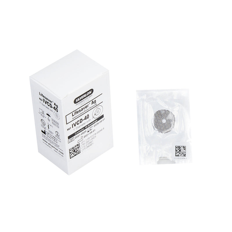 Antimicrobial Catheter Dressing Protective Disc Silverlon Lifesaver AG Foam 1 Inch Diameter with 4 mm Hole Diameter Sterile (Box of 10)