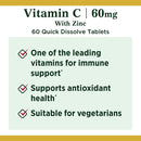 US Nutrition Nature's Bounty Quick Dissolve Vitamin C plus Zinc