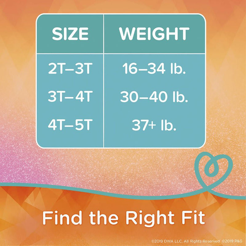 Female Toddler Training Pants Pampers Easy Ups Pull On with Tear Away Seams Size 2T to 3T Disposable Moderate Absorbency (Case of 100)