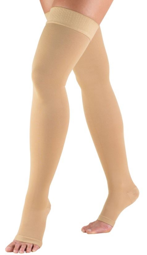 Compression Stocking Truform Thigh High Small Beige Open Toe (Each)