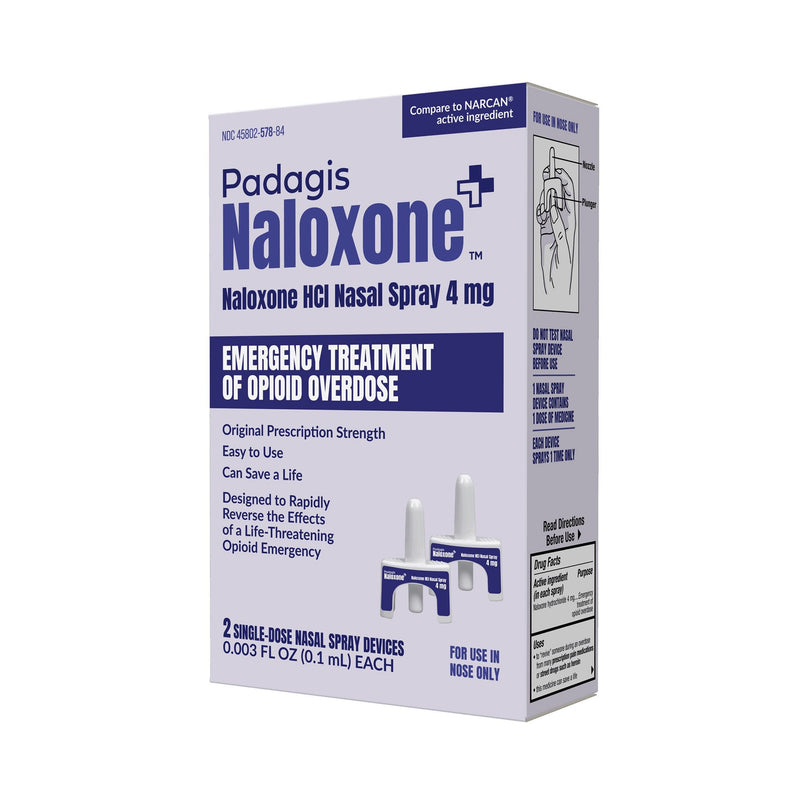 Emergency Opiate Antagonist Naloxone HCl Nasal Spray 0.1 mL Single-Dose Device (Carton of 2) 